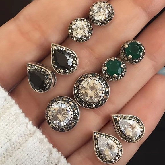 Jewelry - Women’s Gemstone Crystal Stud Earrings Set Boho Fashion Earrings Jewelry